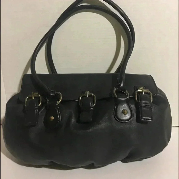 Cynthia Rowley Black leather shoulder handbag - Picture 1 of 8